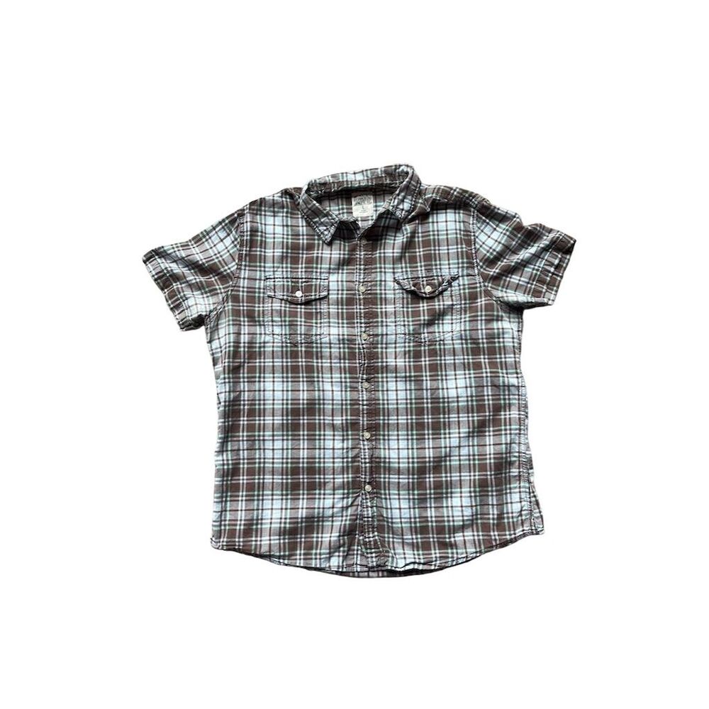 Mossimo Supply Co Men's L Plaid Short Sleeve Button-Up Shirt Multicolor